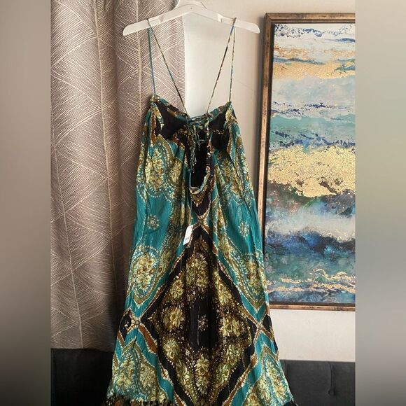 Free People Mojave Mermaid  Metallic Maxi Slip Dress Size Médium  Latigo Bay NWT - Picture 6 of 17